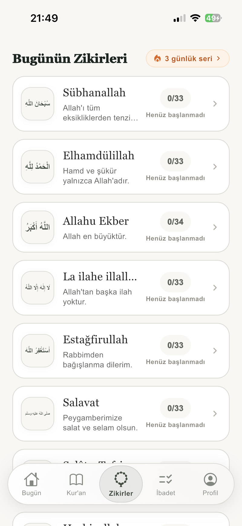 Günün Zikirleri & Seri